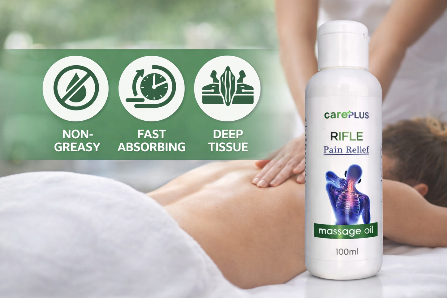 RIFLE Pain Relief Massage Oil 100ml | Arnica, Turmeric & Ginger for Muscle & Joint Comfort