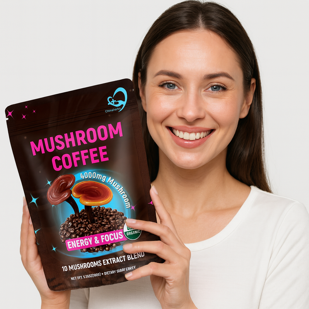 Organic Mushroom Coffee Powder with Lion’s Mane & Cordyceps – 10 Mushroom Extract Blend, Instant Arabica Coffee – 180g