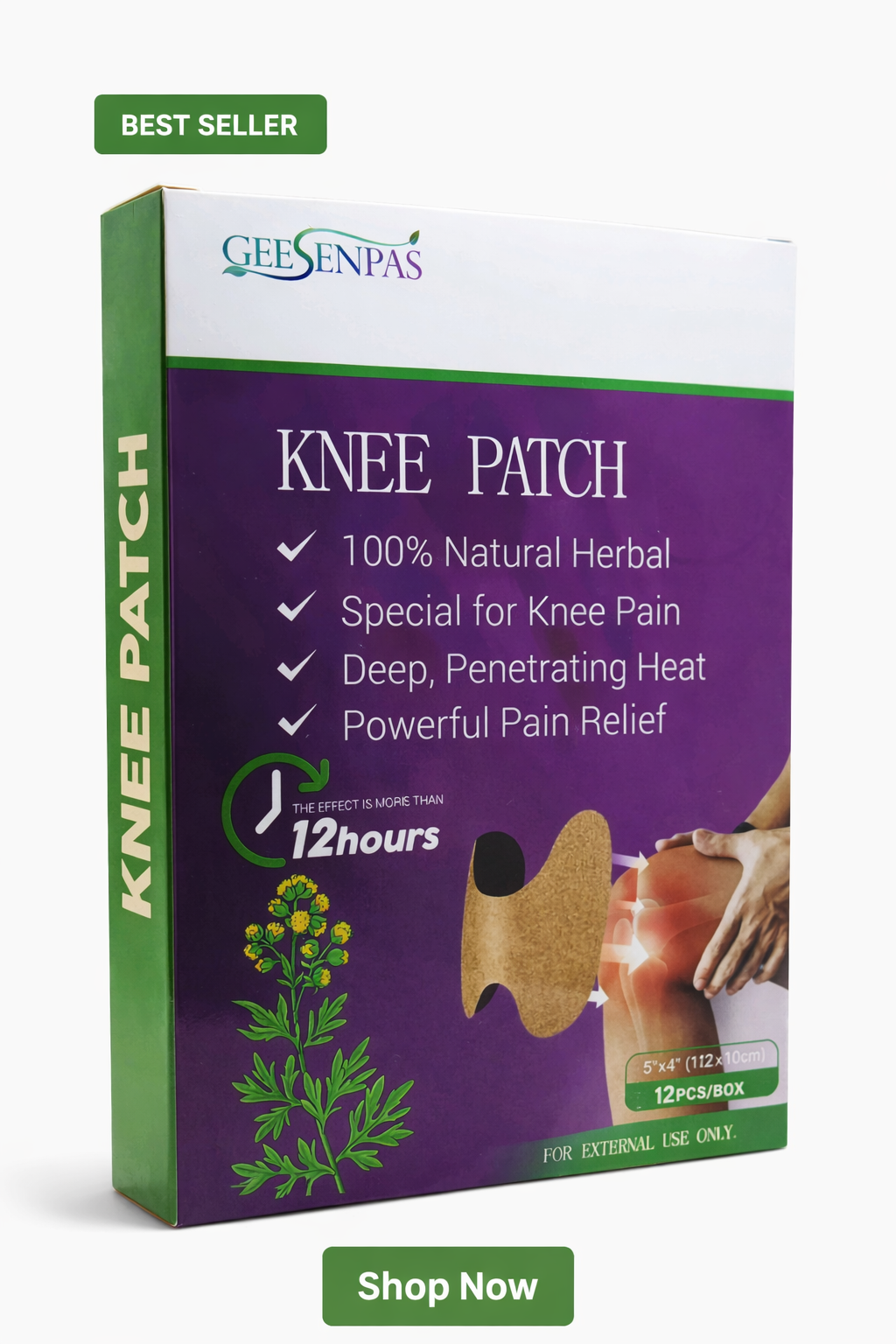 Herbal Knee Pain Relief Patch – Deep Heat Therapy for Joint & Muscle Pain