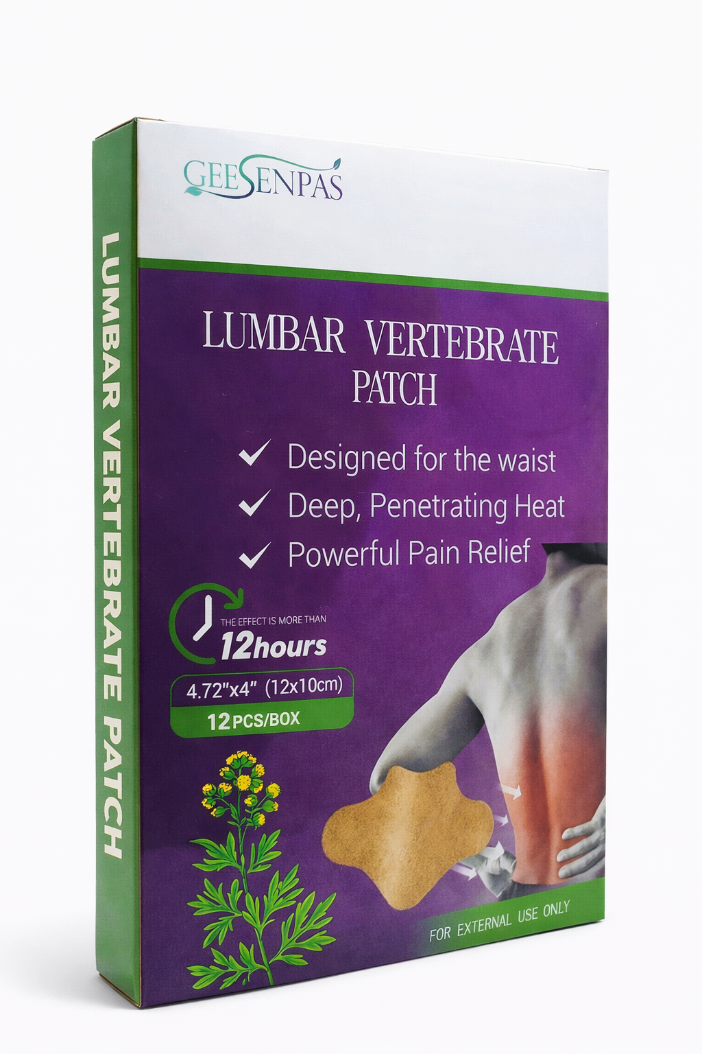 Herbal Back Pain Relief Patch – Deep Heat Therapy for Lower Back Pain 12hr Relief